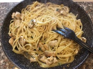 Linguine con pesce coregone